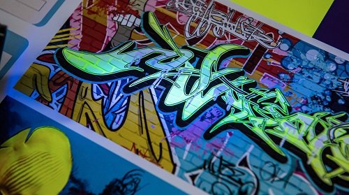 NEW Fluorescent Yellow Dry Ink shines under UV light and can be used to create a number of different Beyond CMYK effects