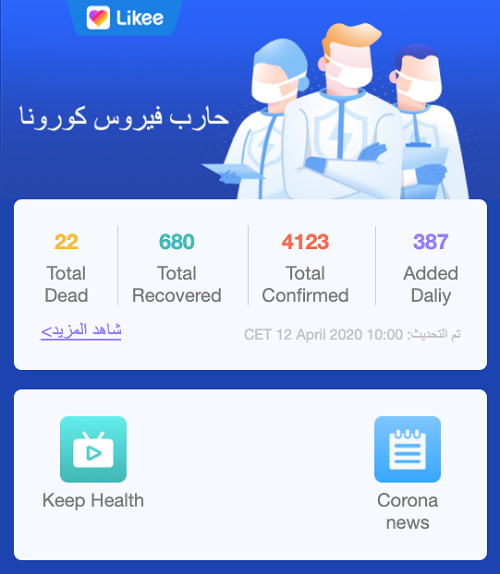 In-app Dashboard 13 April 2020